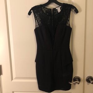 Black Peplum with Lace Detail